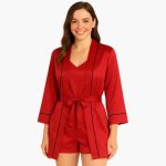 Women's Satin Pajama Set with Kimono - Image 6