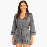 Women's Satin Pajama Set with Kimono - Image 5