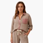 Women's Pajama Set with Striped Shirt - Image 3