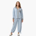 Women's Pajama Set with Striped Shirt - Image 2