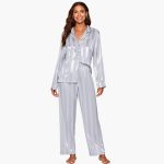 Women's Pajama Set with Button-Down Shirt and Pants - Image 3