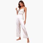 Women's Pajama Set with Ruffled Camisole