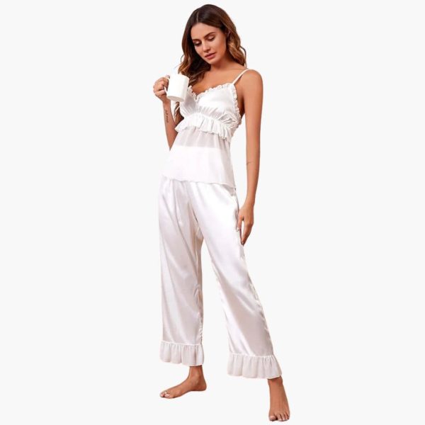 Women's Pajama Set with Ruffled Camisole