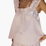 Women's Pajama Set with Ruffled Straps and Elastic Waistband - Image 3