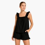 Women's Pajama Set with Ruffled Straps and Elastic Waistband - Image 2