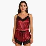 Women's Pajama Set with Spaghetti Top and Printed Shorts - Image 3