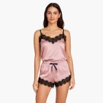 Women's Pajama Set with V-Neck Top and Shorts