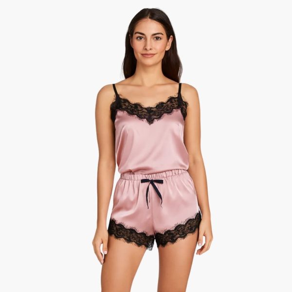 Women's Pajama Set with V-Neck Top and Shorts