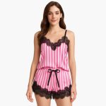 Women's Pajama Set with V-Neck Top and Shorts - Image 2