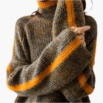 Women's Striped Turtleneck Sweater - Image 2