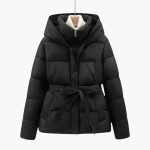 Women’s Quilted Jacket with Hood and Belt - Image 2