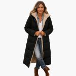 Long Quilted Coat with Hood and Lining for Women