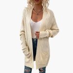 Women’s Open Front Cardigan with Long Sleeves - Image 2