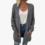 Women’s Open Front Cardigan with Long Sleeves - Image 4