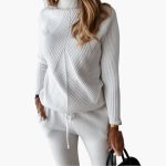 Women's Knitted Tracksuit with Turtleneck Sweater and Jogging Pants - Image 2