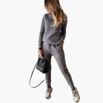 Women's Knitted Tracksuit with Turtleneck Sweater and Jogging Pants - Image 3