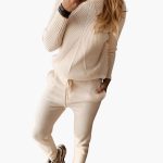 Women's Knitted Tracksuit with Turtleneck Sweater and Jogging Pants - Image 4