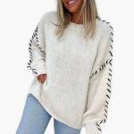 Women's Sweater with Round Neck and Contrasting Seams - Image 4