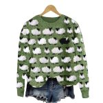 Women's Knit Sweater with Tree Pattern and Round Neckline - Image 3