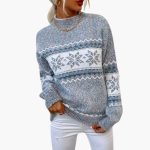 Women's Knit Sweater with Fair Isle Pattern