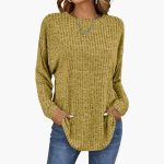 Women's Knit Sweater with Ribbed Surface