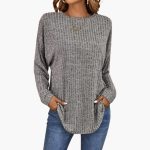 Women's Knit Sweater with Ribbed Surface - Image 4