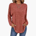 Women's Knit Sweater with Ribbed Surface - Image 2