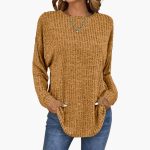 Women's Knit Sweater with Ribbed Surface - Image 3