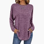 Women's Knit Sweater with Ribbed Surface - Image 5