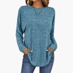 Women's Knit Sweater with Ribbed Surface - Image 6