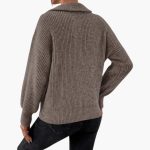 Women's Knit Sweater with Half Zip and Ribbed Knit - Image 8