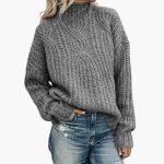 Women's Knit Sweater with High Neck - Image 4