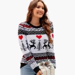 Women's Knit Sweater with Lining and Reindeer Motif - Image 3