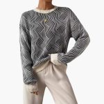 Women's Knitted Sweater with Patterned Surface - Image 2