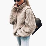 Women's Knitted Sweater with Roll Neck and Ribbed Hem - Image 2