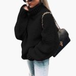 Women's Knitted Sweater with Roll Neck and Ribbed Hem - Image 3