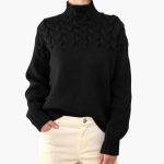 Women's Knitted Sweater with Turtleneck and Cable Pattern - Image 6