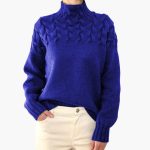 Women's Knitted Sweater with Turtleneck and Cable Pattern - Image 5