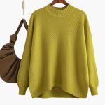 Women's Knit Sweater with Round Neckline and Ribbed Surface - Image 4