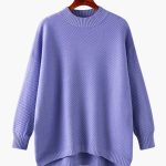Women's Knit Sweater with Round Neckline and Ribbed Surface - Image 5