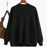 Women's Knit Sweater with Round Neckline and Ribbed Surface - Image 3