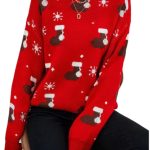 Women's Knit Sweater with Round Neck and Wave Structure