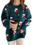 Women's Knit Sweater with Round Neck and Wave Structure - Image 3