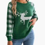 Women's Knit Sweater with Round Neck and Festively Woven Motifs - Image 2