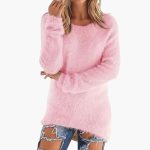 Women's Knitted Sweater with Round Neck and Long Sleeves