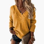 Women's Knit Sweater with V-Neck - Image 5