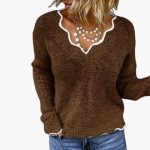 Women's Knit Sweater with Wavy Edge - Image 3