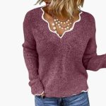 Women's Knit Sweater with Wavy Edge - Image 4