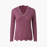 Women's Knit Sweater with Wavy Edge - Image 5