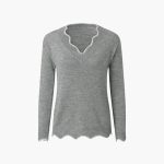 Women's Knit Sweater with Wavy Edge - Image 6